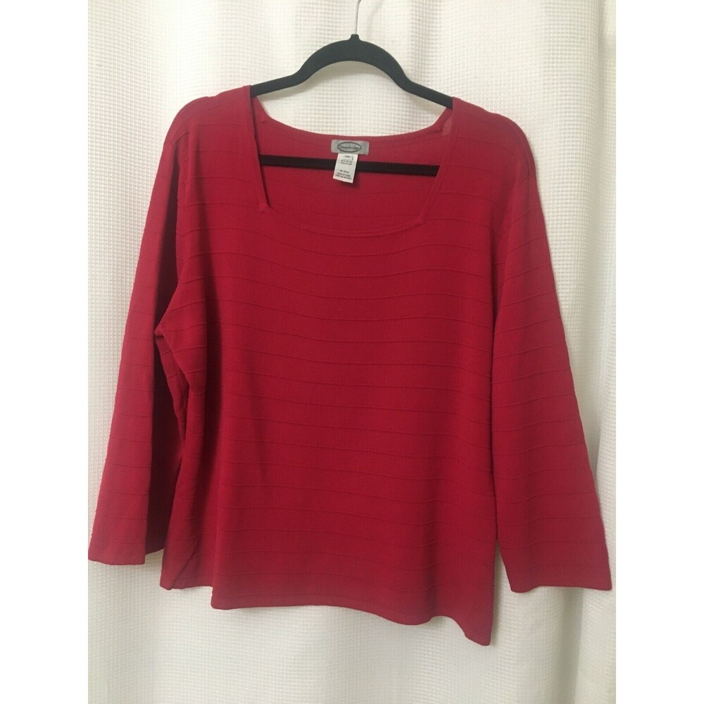 Stone Bridge Knit Top Sweater Vertical Textured Stripes Fuchsia Size XL  A2